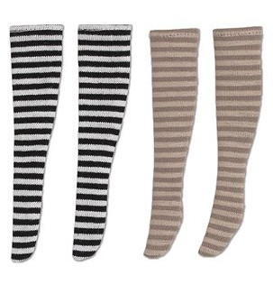 Border Knee Socks III A Set (White x Black Border & Brown Beige Border), Azone, Accessories, 1/6, 4560120200309